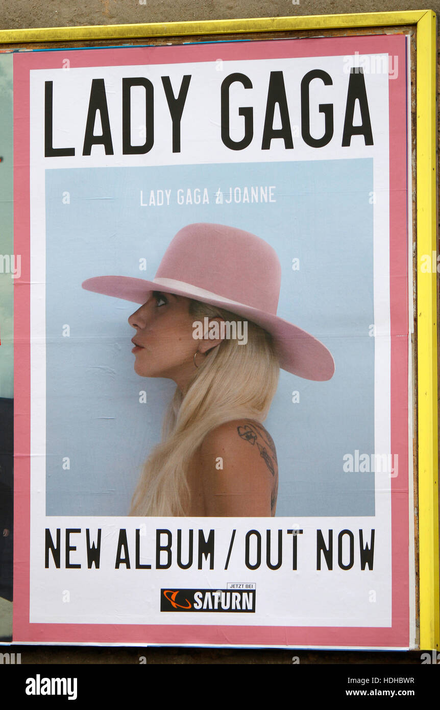 Werbeplakat fuer ein neues Album von 'Lady Gaga', Berlin. Stock Photo