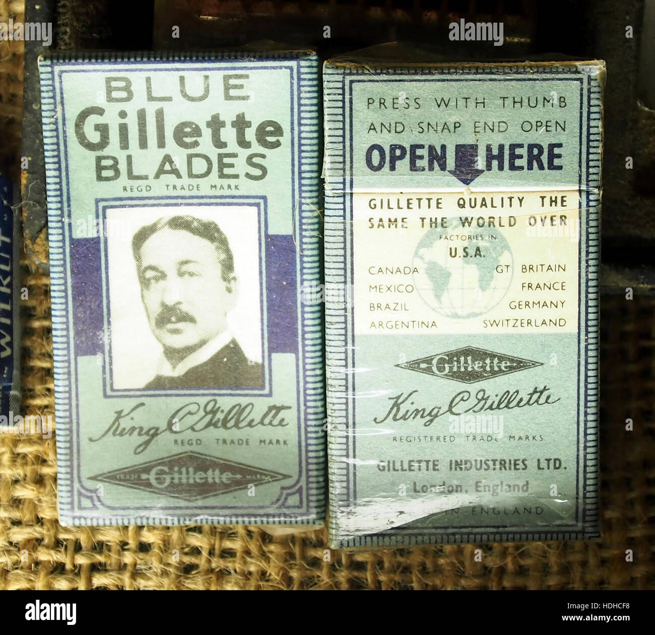 Blue Gillette blades, Museum Winter 1944 in Gingelom Stock Photo