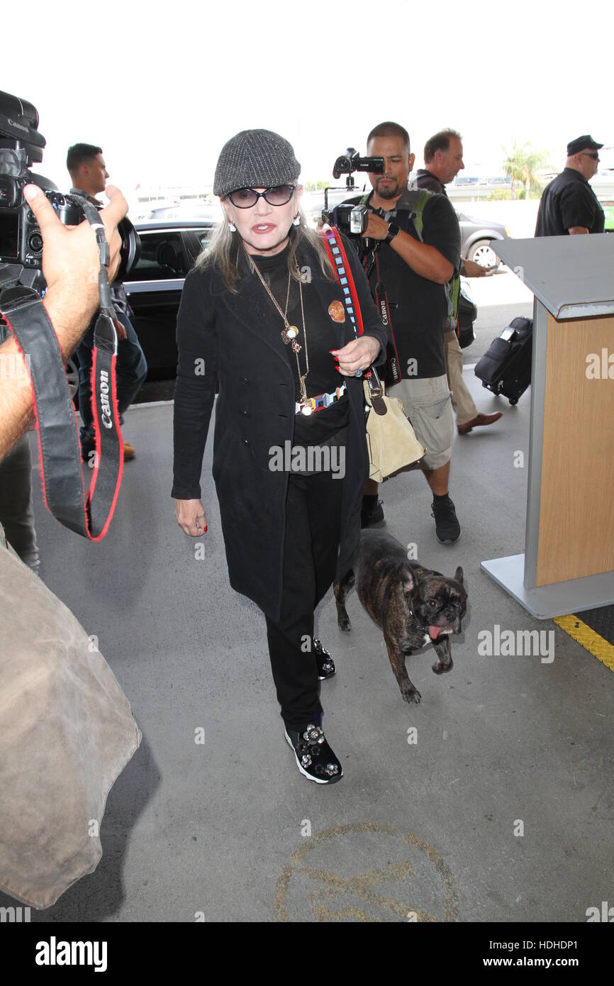 Carrie Fisher departs from the airport  Featuring: fisher Where: Los Angeles, California, United States When: 07 Oct 2016 Stock Photo