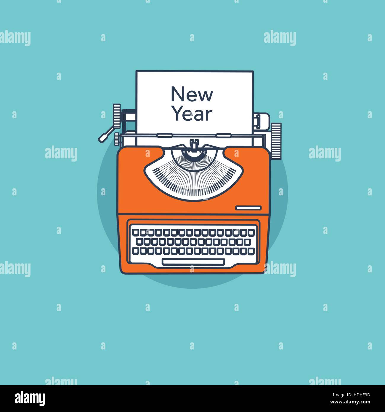 Typewriter in a flat style. Christmas wish list. Letter to Santa. New year. 2017. December holidays. Stock Vector