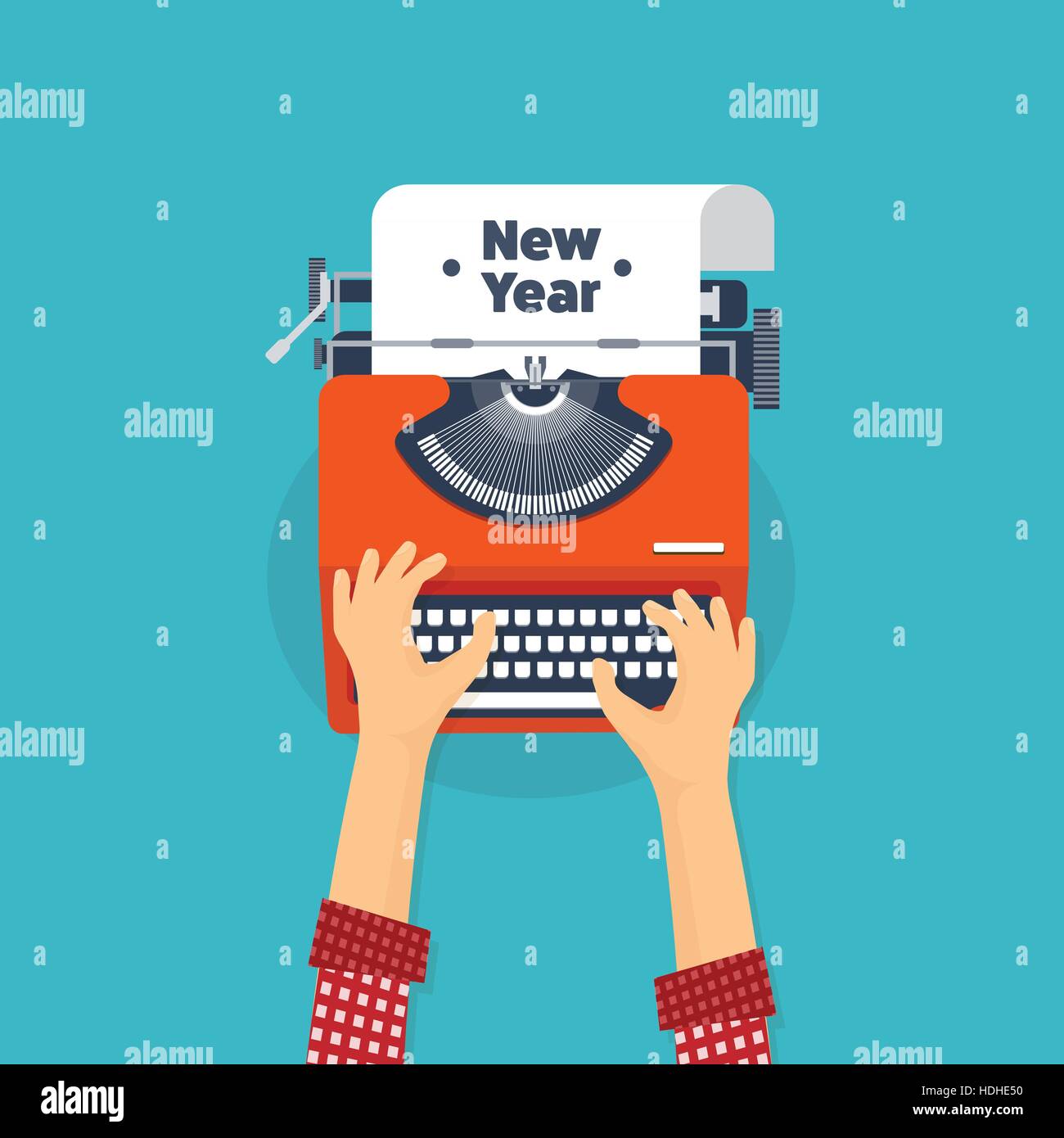 Typewriter in a flat style. Christmas wish list. Letter to Santa. New year. 2017. December holidays. Stock Vector