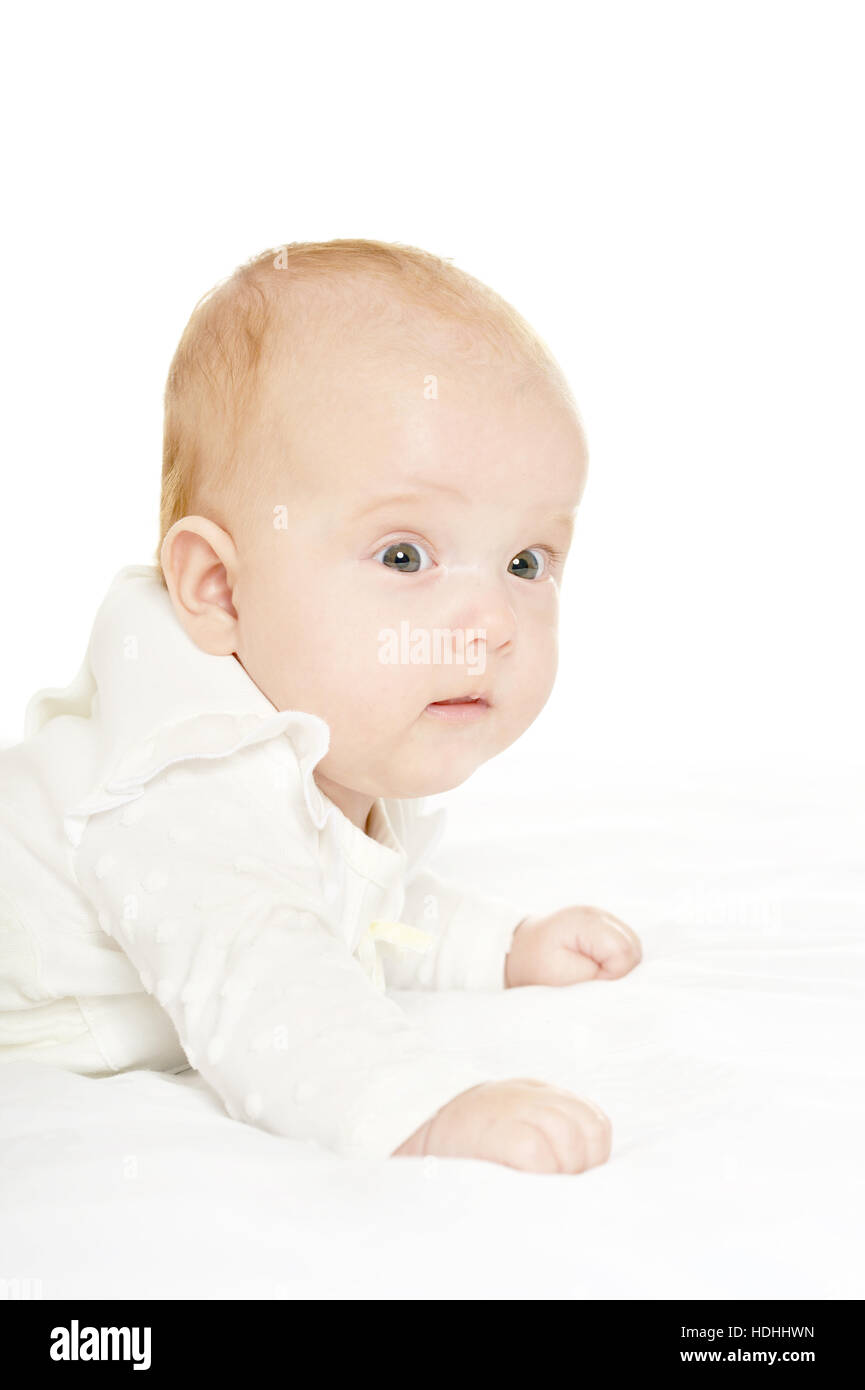 Adorable baby girl on blanket Stock Photo Alamy