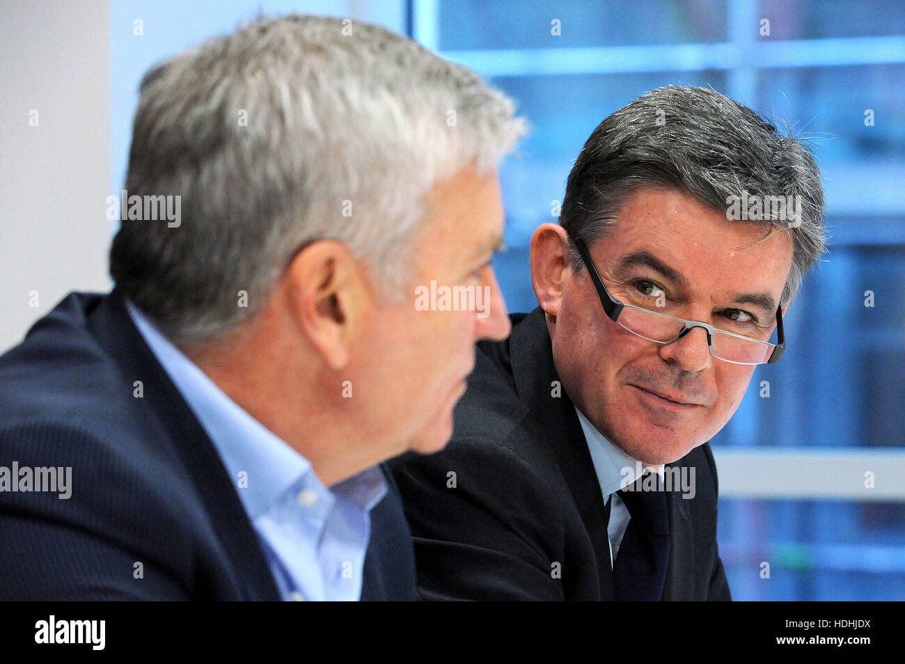 Sir Hugh Robertson (right) the BOA Chairman and Bill Sweeney the BOA Chief executive officer, as they discuss success of Rio 2016, the recent Chairman elections and work going forward including work around PyeongChang 2018 and Tokyo 2020, during a briefing at the British Olympic Association HQ, in central London. PRESS ASSOCIATION Photo. Picture date: Monday December 12, 2016. See PA story SPORT BOA. Photo credit should read: Nick Ansell/PA Wire Stock Photo