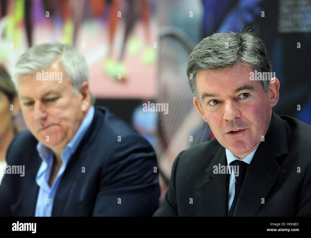 Sir Hugh Robertson (right) the BOA Chairman and Bill Sweeney the BOA Chief executive officer, as they discuss success of Rio 2016, the recent Chairman elections and work going forward including work around PyeongChang 2018 and Tokyo 2020, during a briefing at the British Olympic Association HQ, in central London. PRESS ASSOCIATION Photo. Picture date: Monday December 12, 2016. See PA story SPORT BOA. Photo credit should read: Nick Ansell/PA Wire Stock Photo