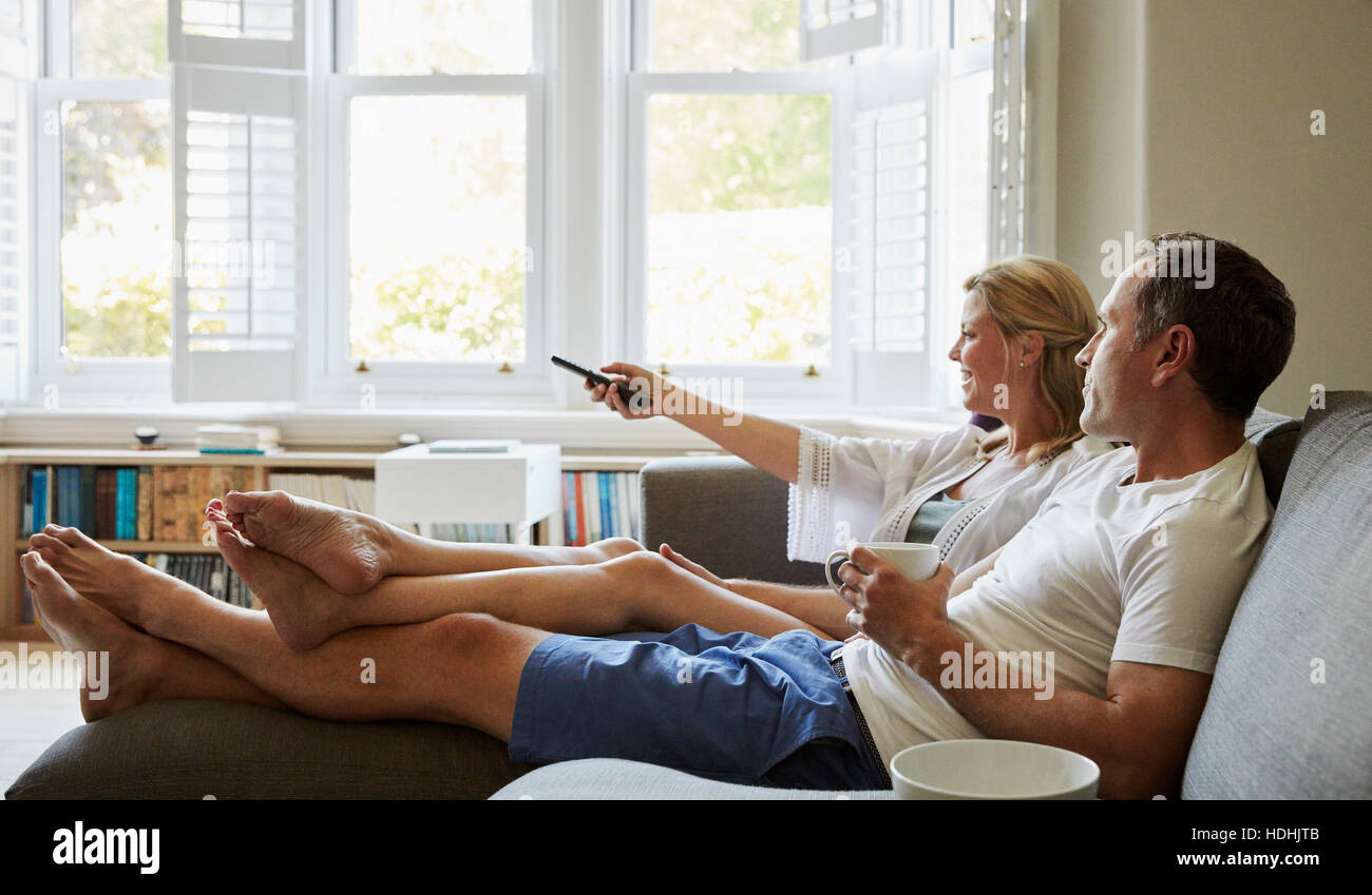 Couple man woman sitting on hi-res stock photography and images - Alamy