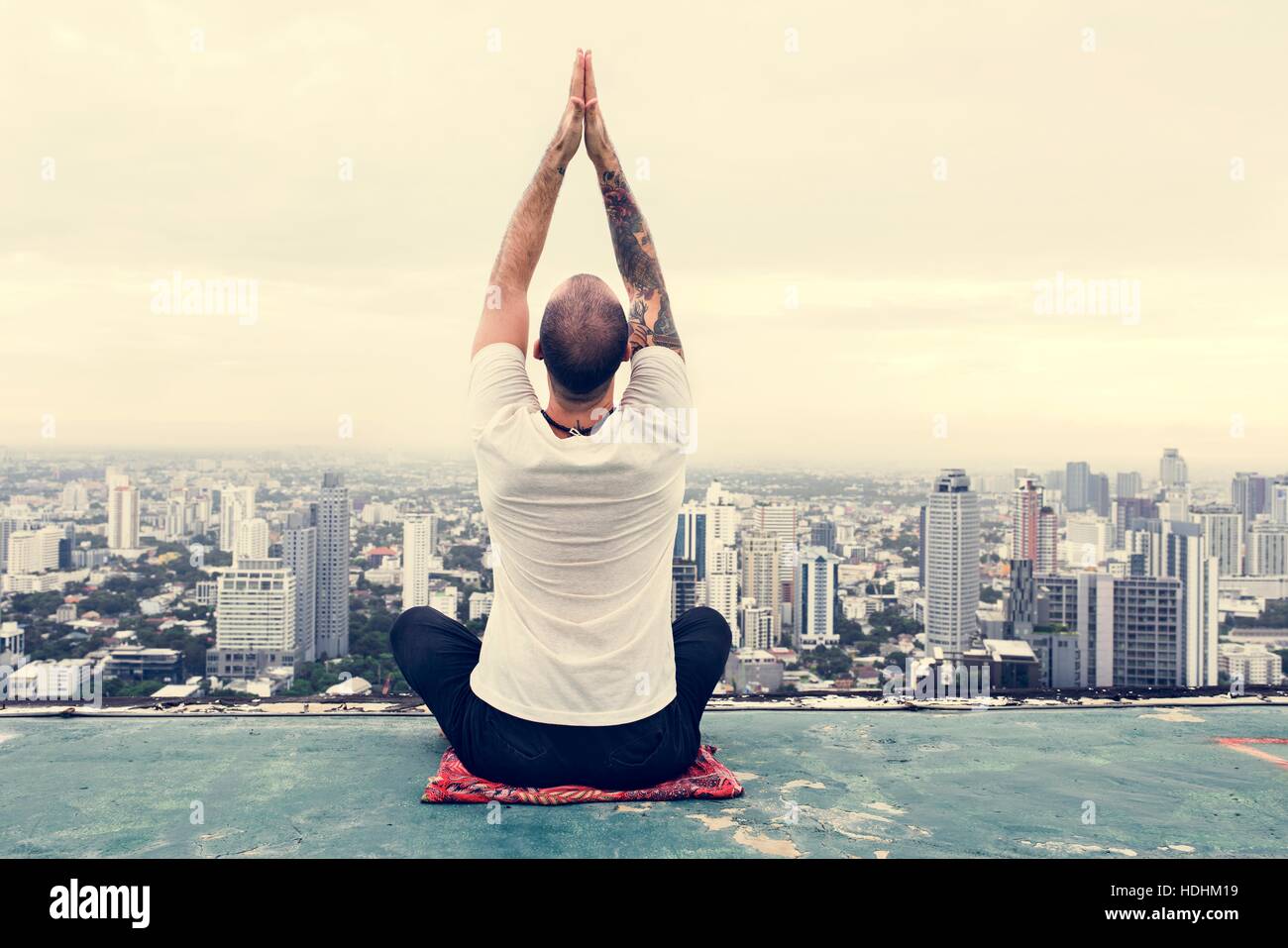 Man Practice Yoga Rooftop Concept Stock Photo - Alamy