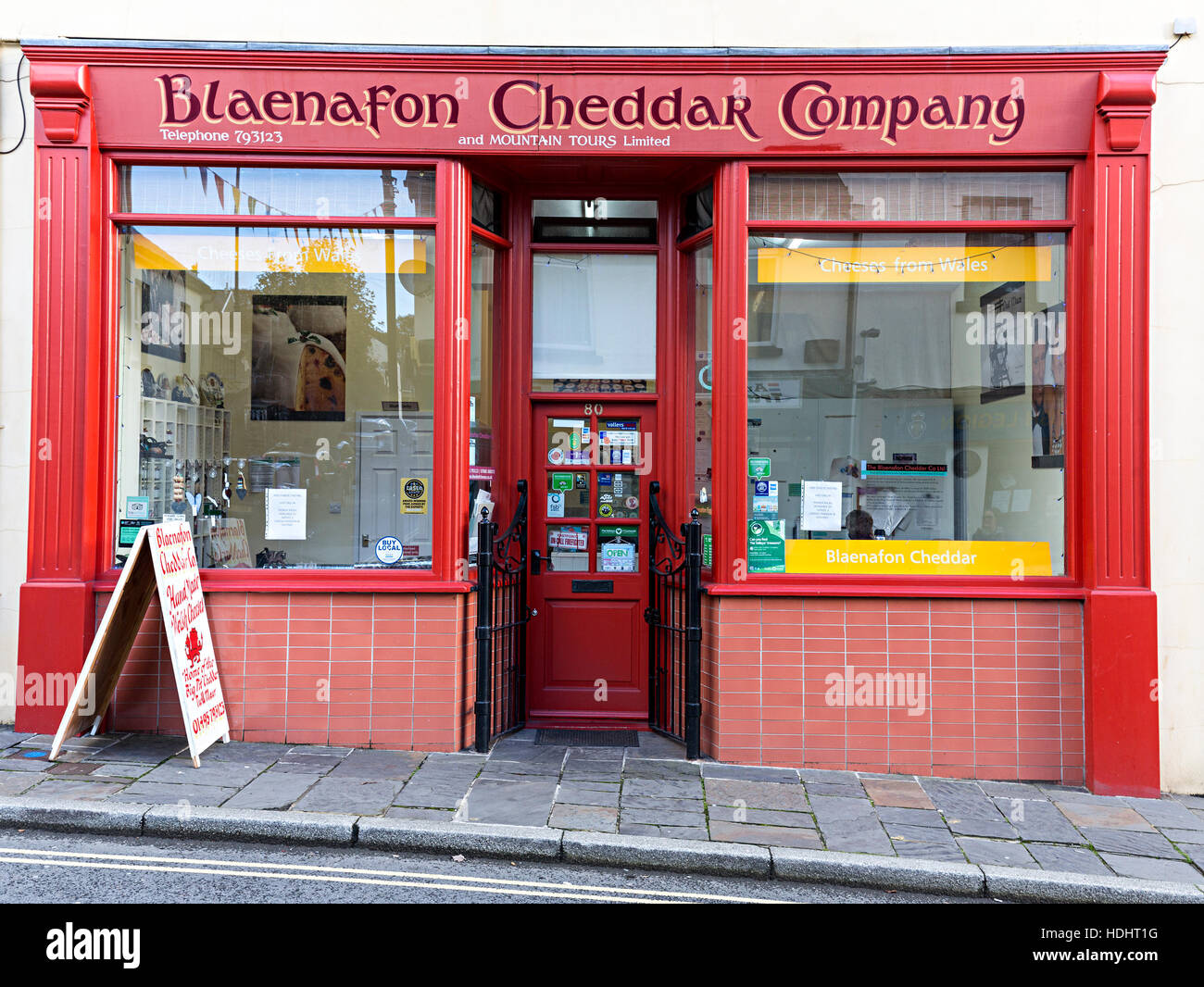 Blaenavon Cheddar Company cheese shop front, Blaenavon, Wales, UK Stock