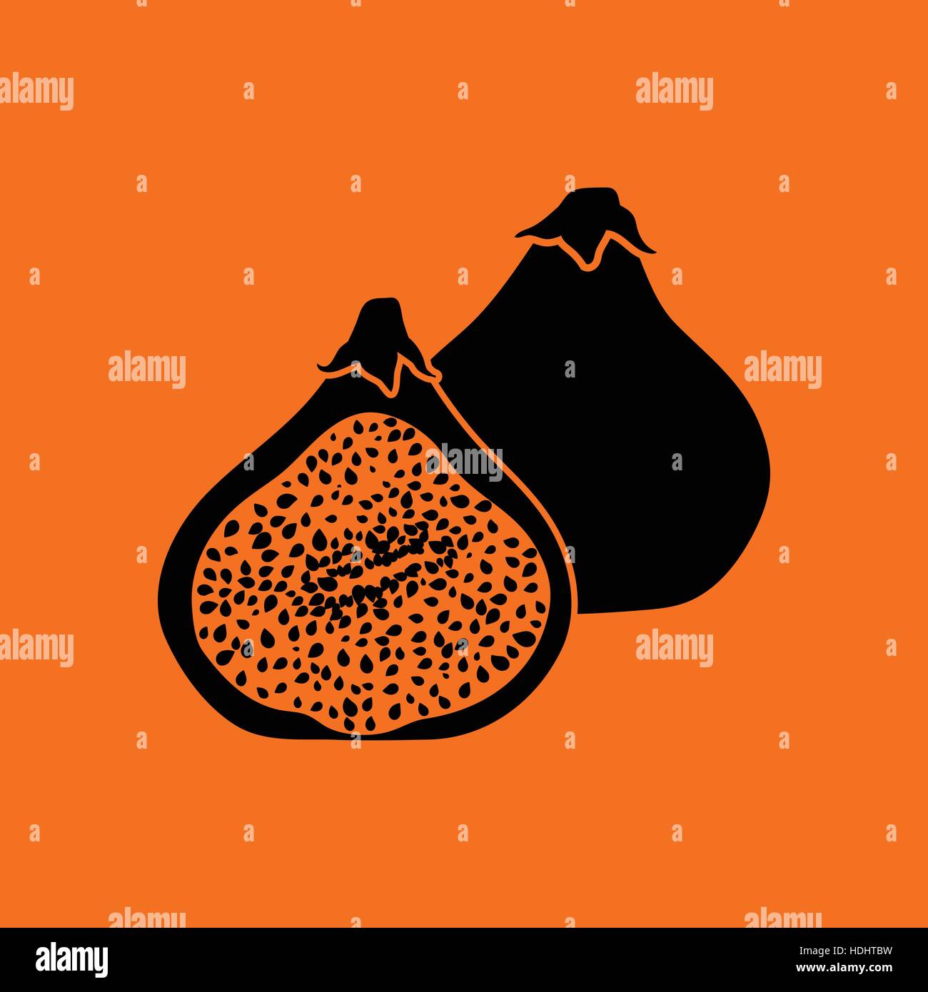 Fig fruit icon. Orange background with black. Vector illustration. Stock Vector