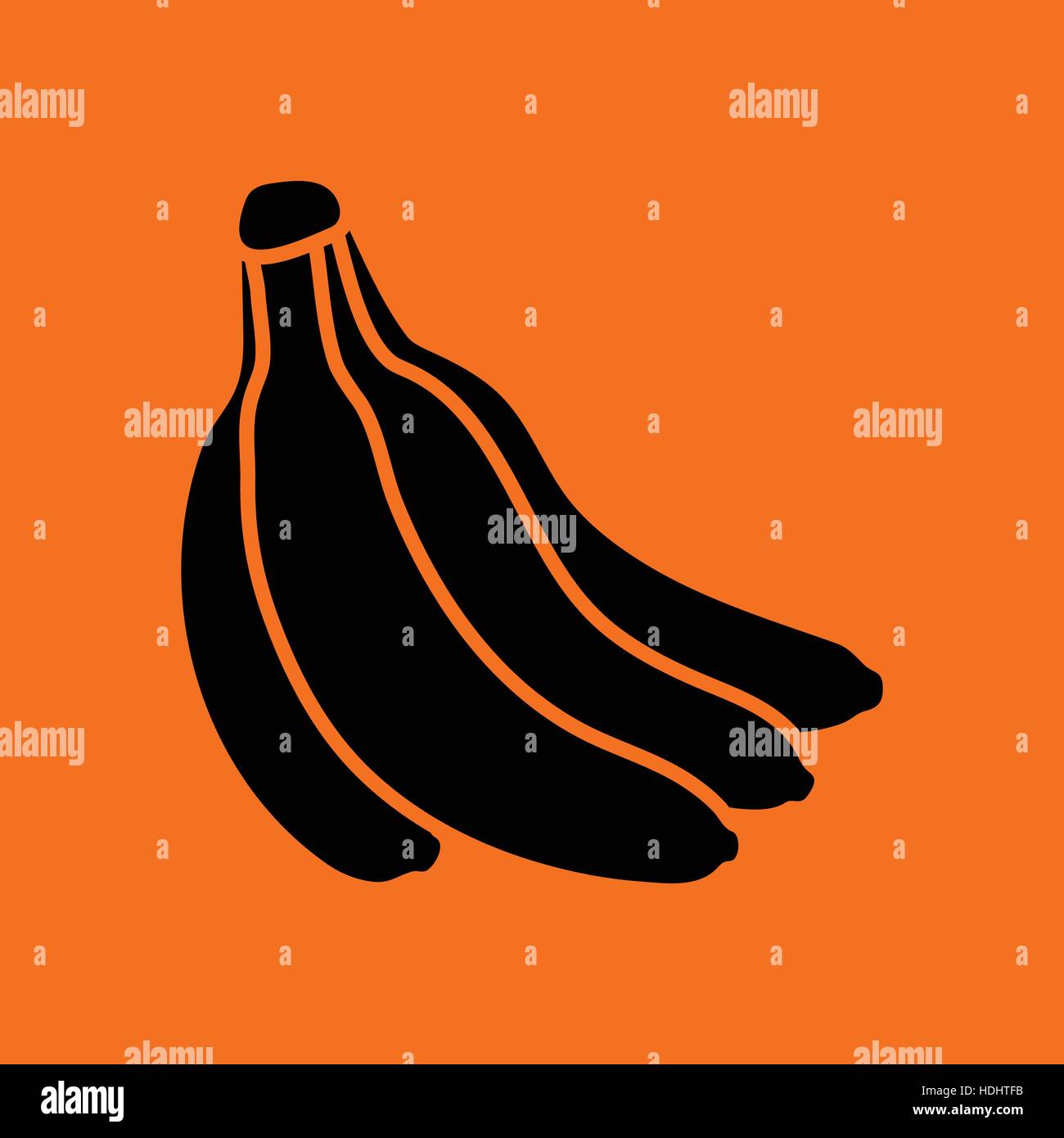 Banana icon. Orange background with black. Vector illustration. Stock Vector
