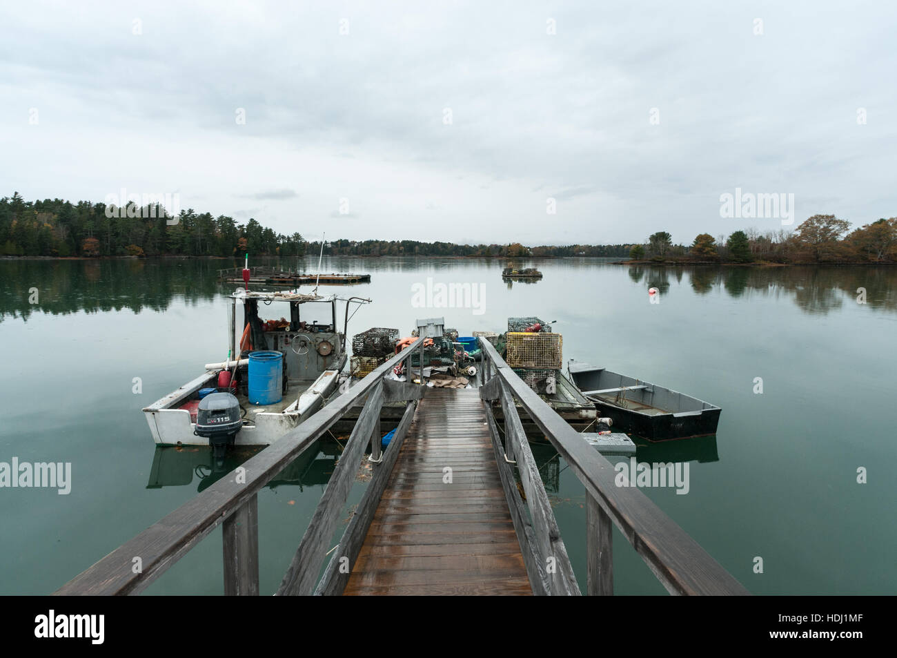 Lobster fishing boats traps dock hires stock photography and images