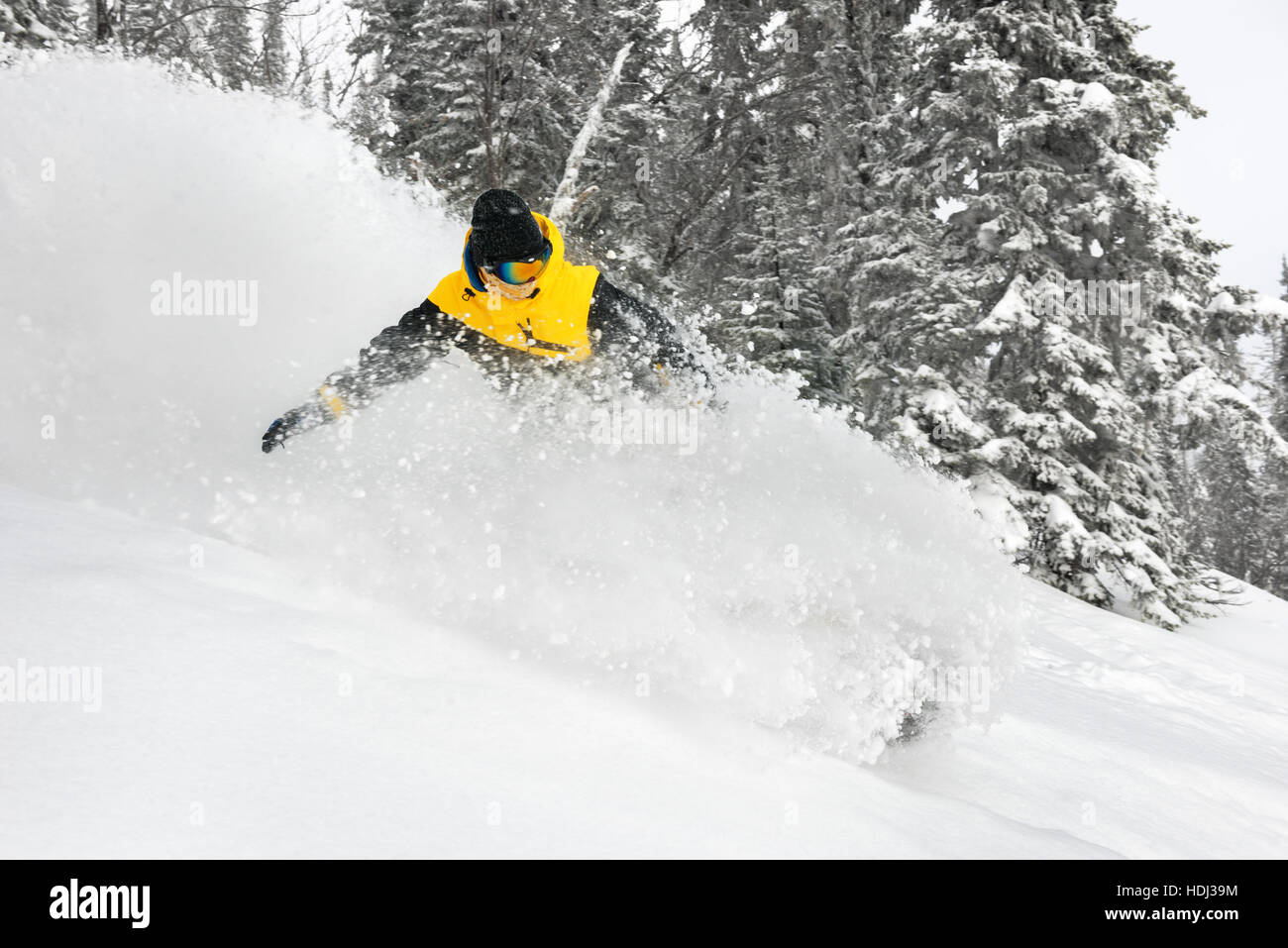 Skier extreeme backcountry speed ski Stock Photo