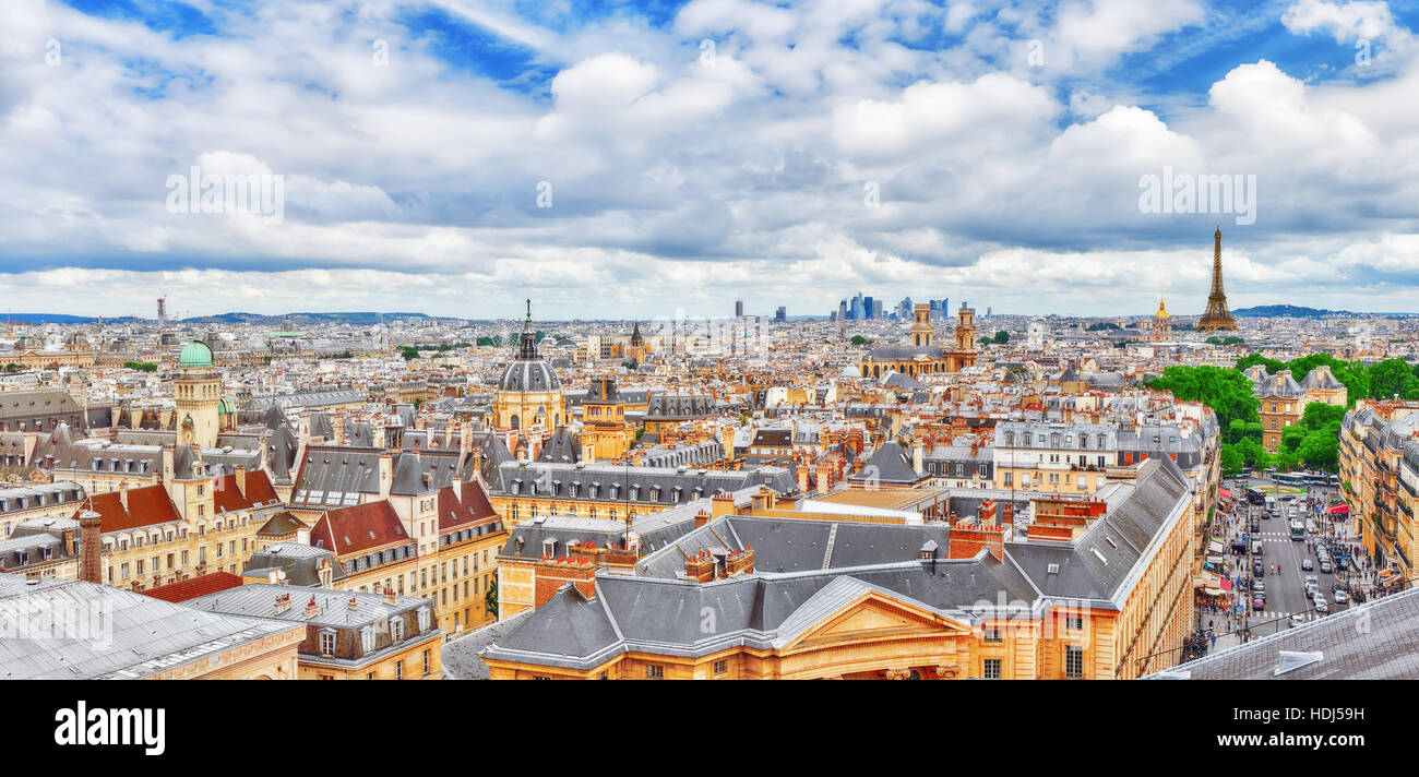 Beautiful panoramic view of Paris from the roof of the Pantheon. View of the Eiffel Tower Stock