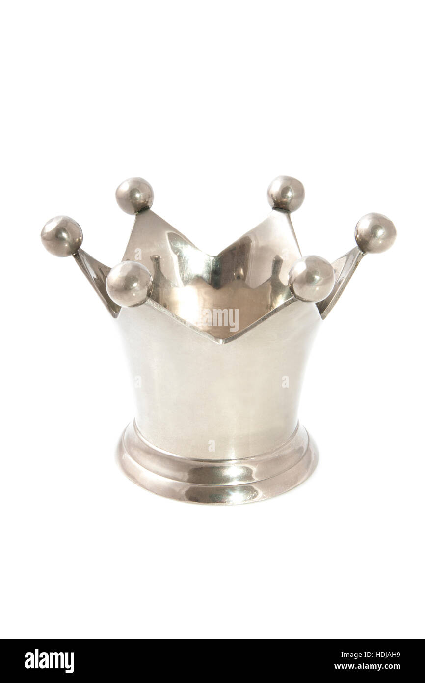 Silver crown closeup isolated on a white background Stock Photo