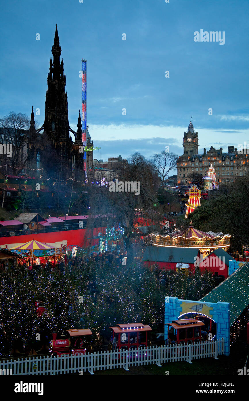Christmas fun fair princes street edinburgh gardens scotland uk hires