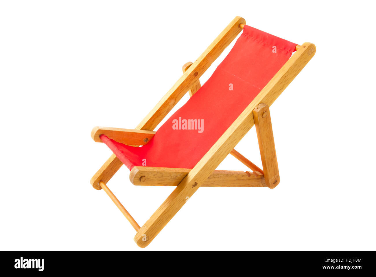 Wooden red beach chair isolated over white Stock Photo Alamy