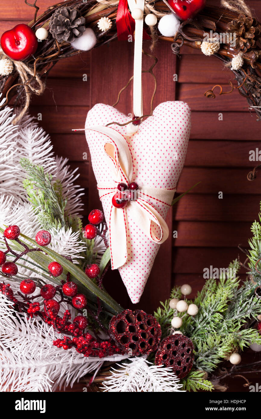 Red and white Christmas wreath Stock Photo Alamy