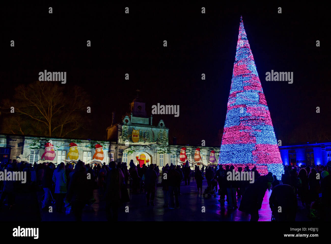 Longleat Festival of Light Singing Christmas tree light show Stock
