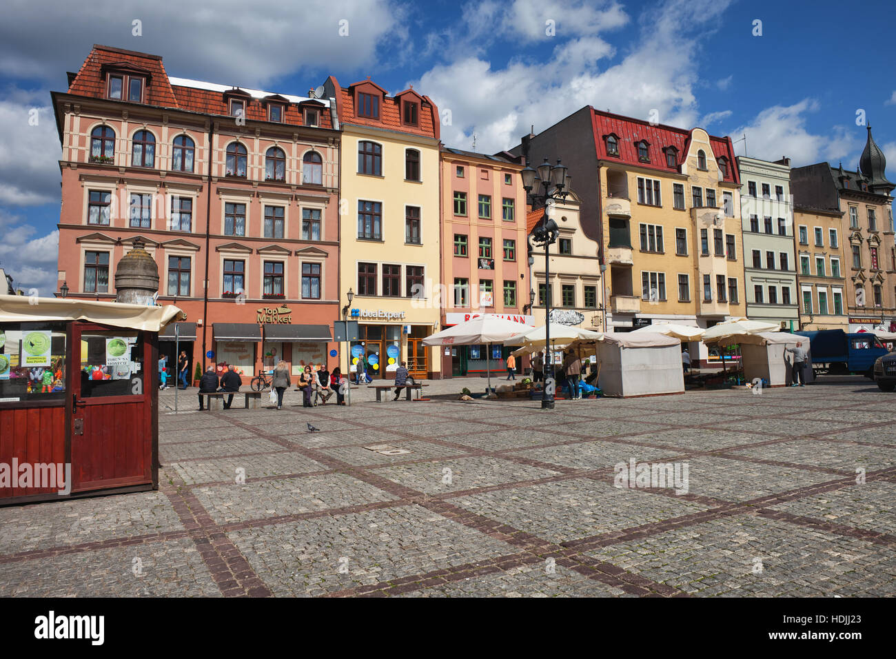 Historic houses at New Town Square in Torun, Poland Stock Photo