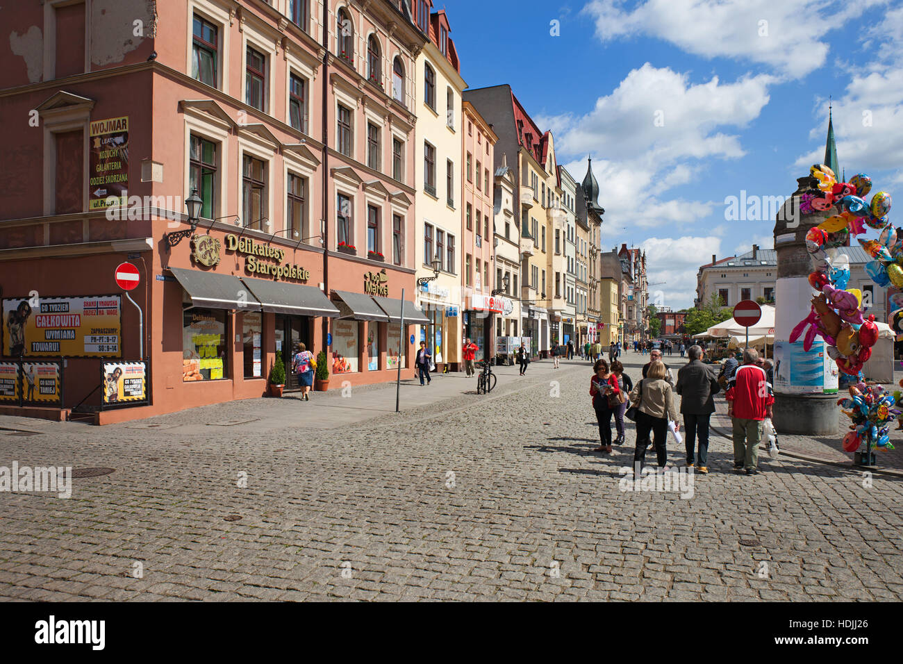 Street and houses at New Town Square in Torun, Poland Stock Photo