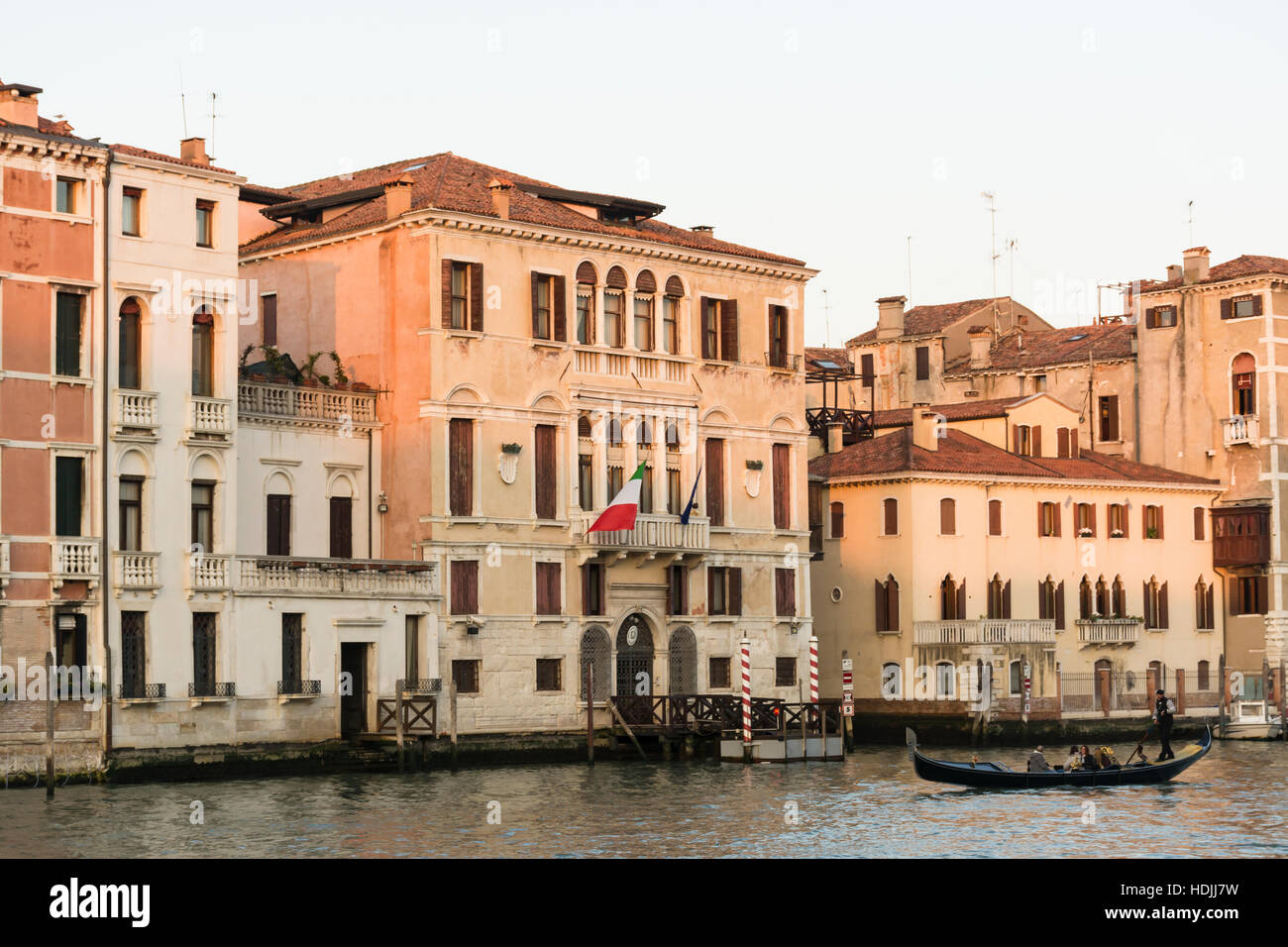 Gondolas on Grand Canal, Venice, Italy, Europe Stock Photo