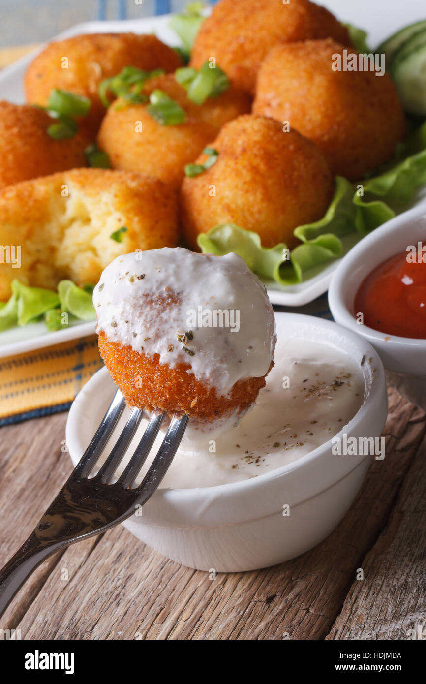 Cheese Balls with French Fries and Sauce Stock Image - Image of tasty,  snack: 180112499