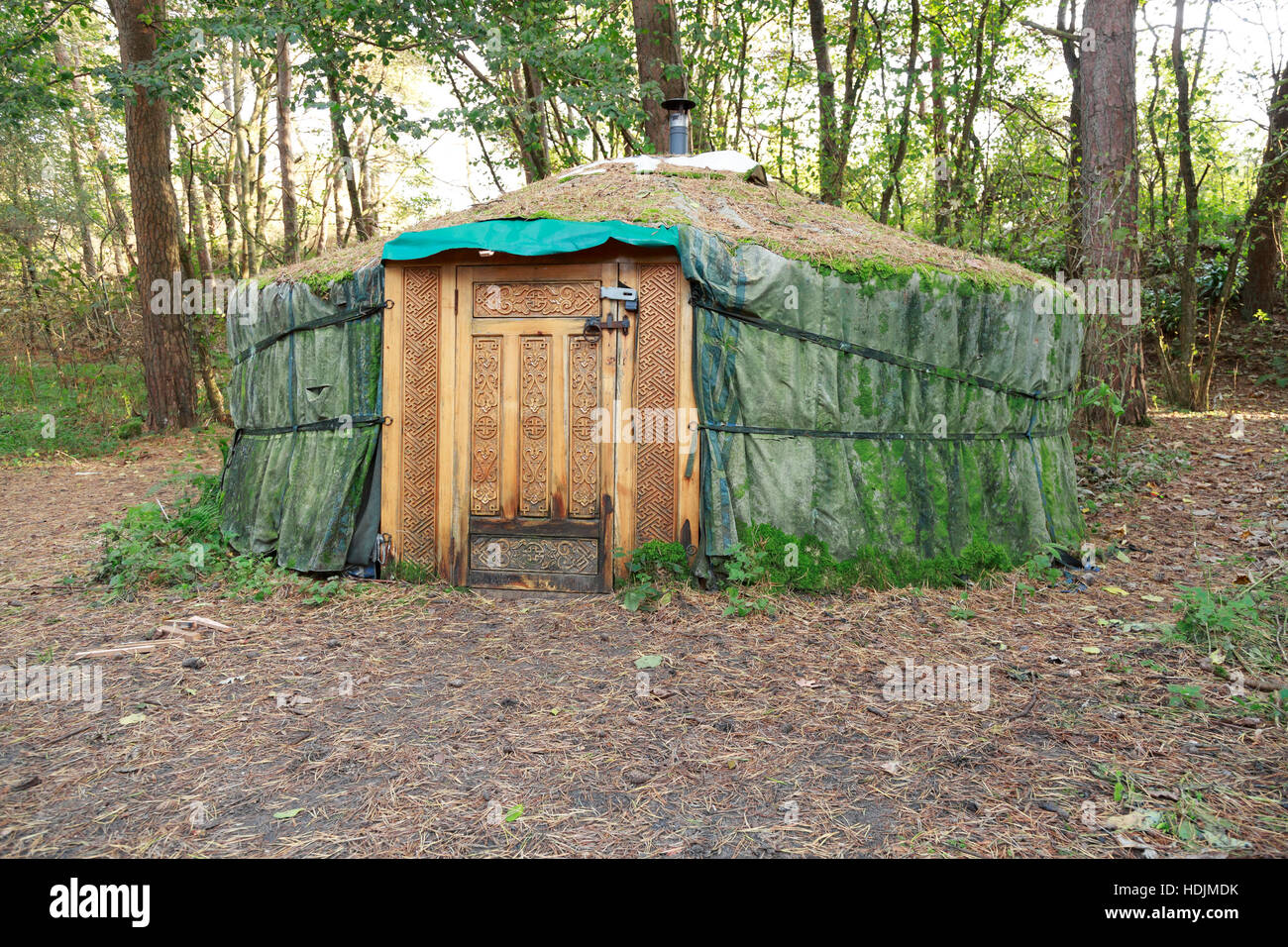 yurt ger in woodland Stock Photo