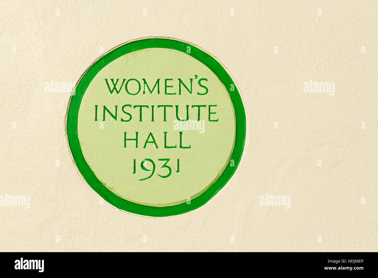 Plaque on wall: Women's Institute Hall, 1931, England UK Stock Photo