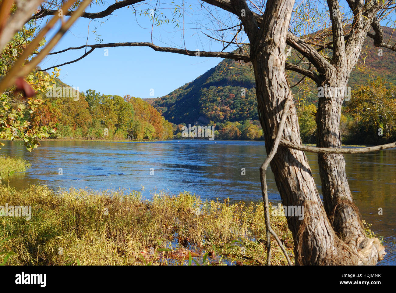 Looking up the new river toward west virginia from narrows hires stock