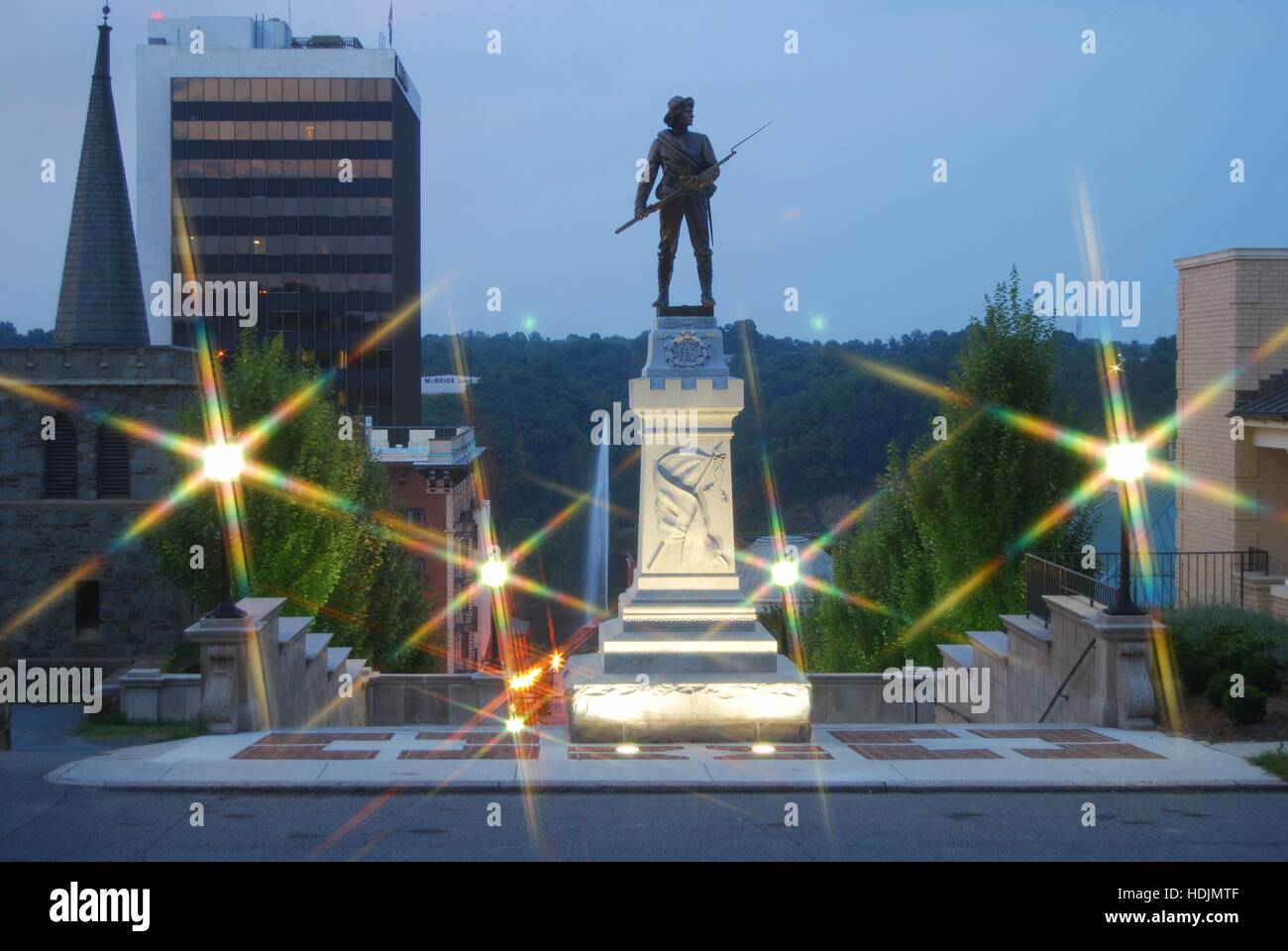 Cityscape, Monument Terrace, Lynchburg, Virginia USA, monument to Confederate soldiers of the U.S. Civil War. Stock Photo