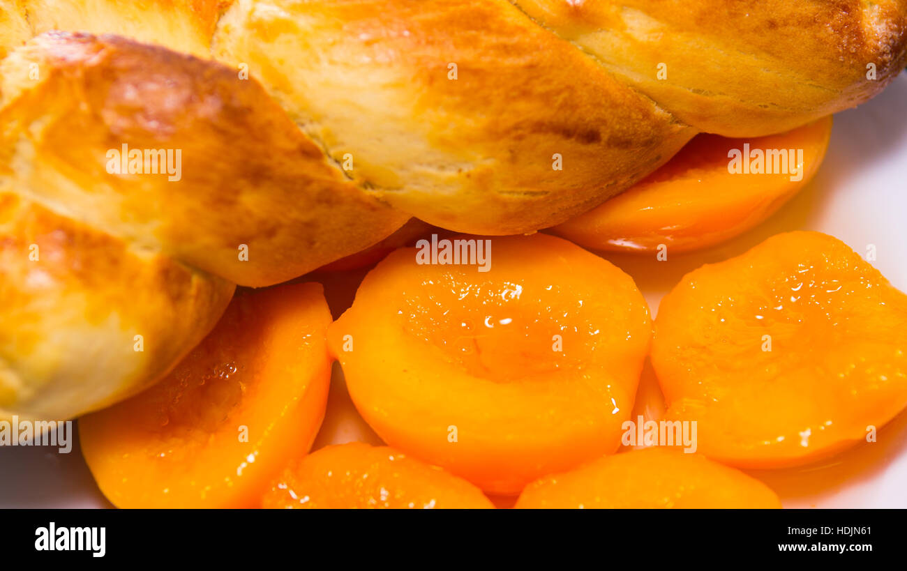 Closeup freshly baked sugar bread with beautiful golden color, white