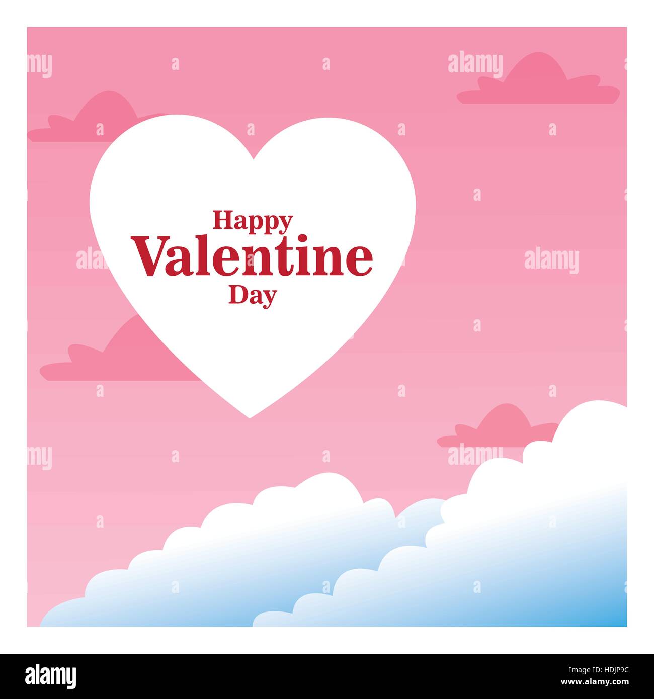 romantic card happy valentine day pink sky and clouds Stock Vector ...