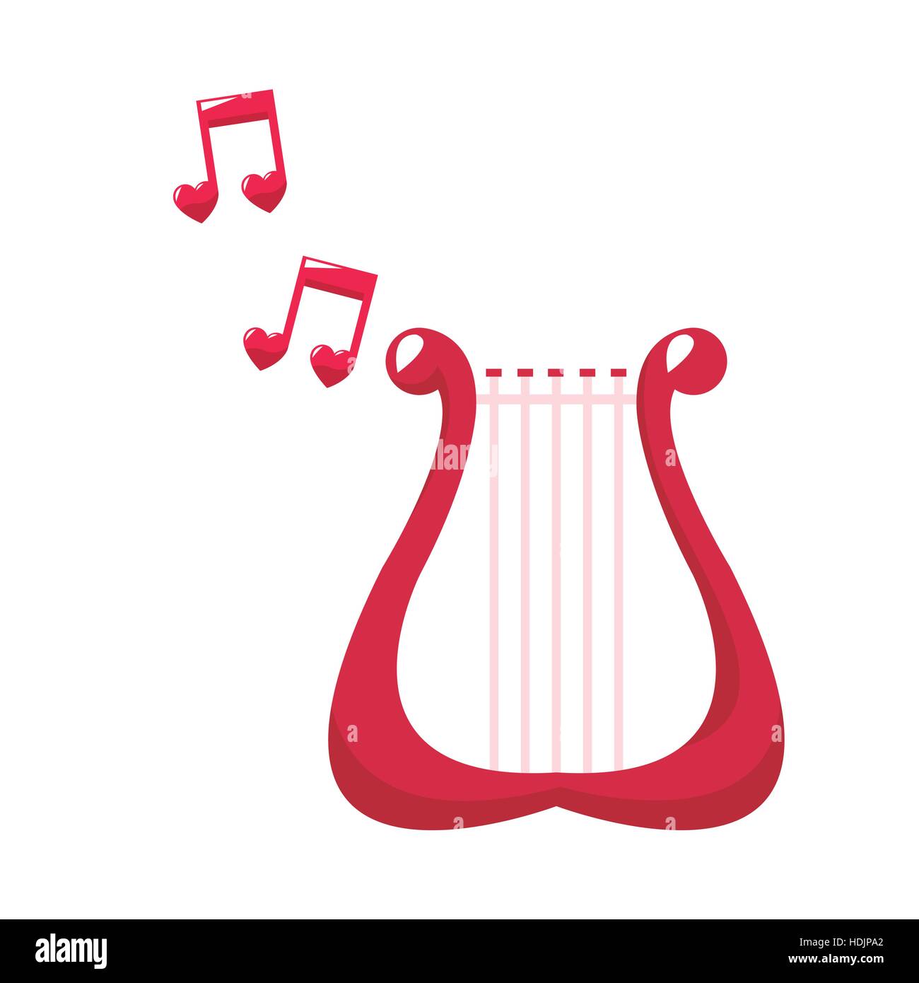 cute harp lovely note music Stock Vector