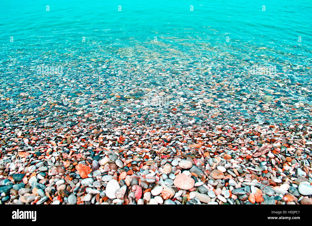 colorful beach - turquoise sea - summer icon Greece Stock Photo