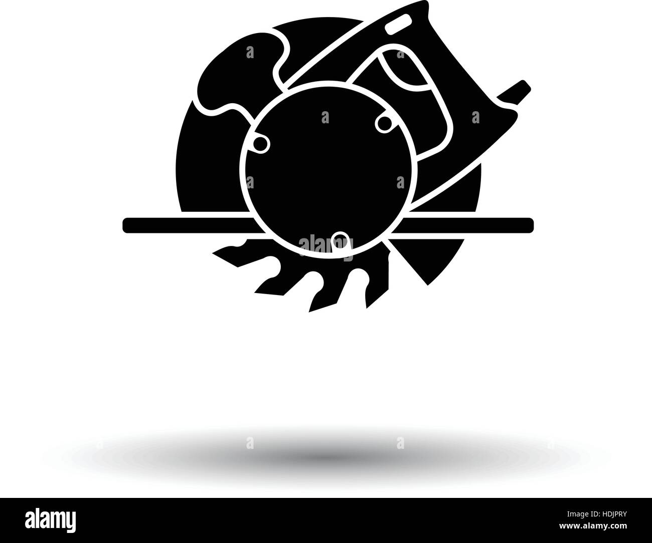 Circular saw icon. White background with shadow design. Vector ...