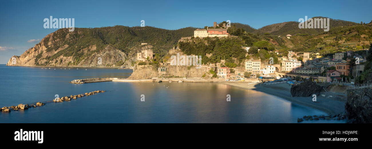 Early morning over Monterosso al Mare - one of the Cinque Terre, Liguria, Italy Stock Photo