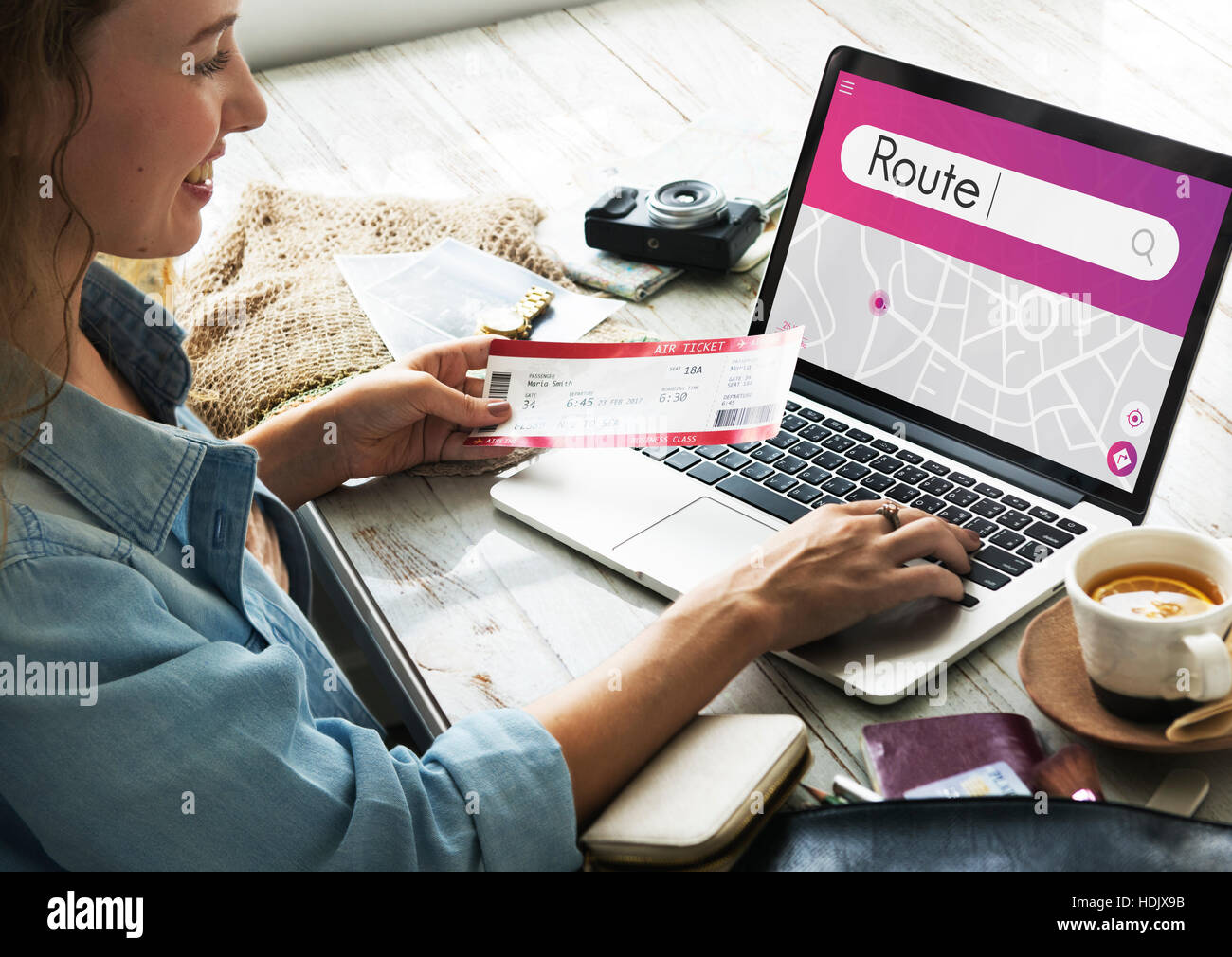 Route Navigation GPS Map Destination Concept Stock Photo