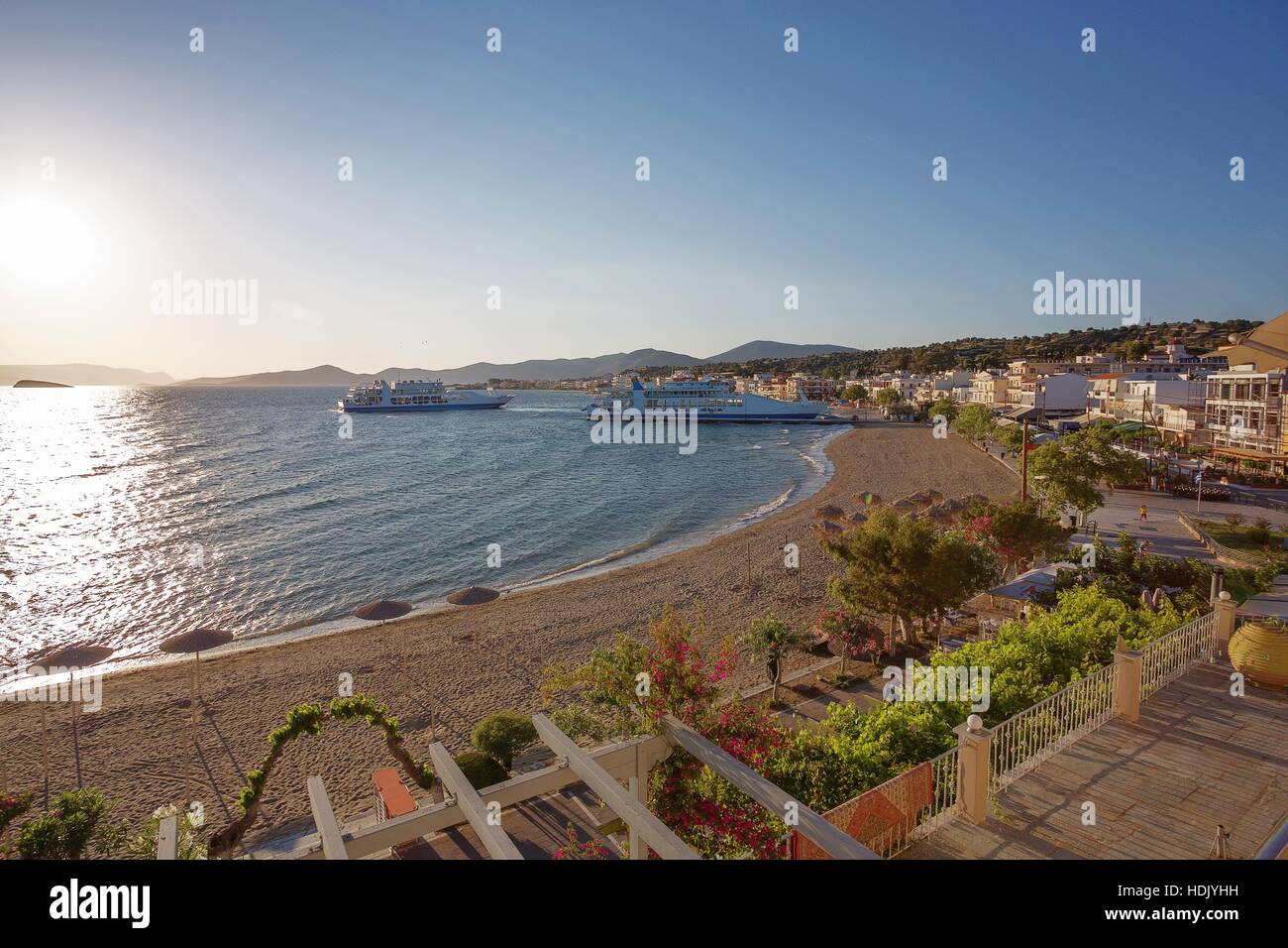 Car ferries in Nea Styra, Evia, Greece Stock Photo
