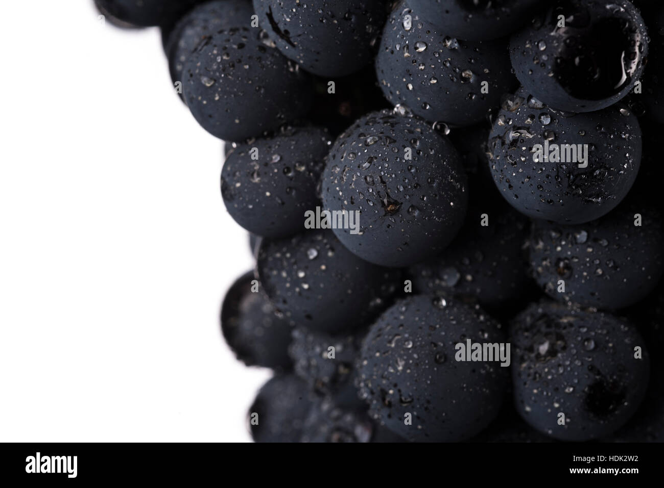 Closeup, grape berry with drops of water on white background Stock Photo
