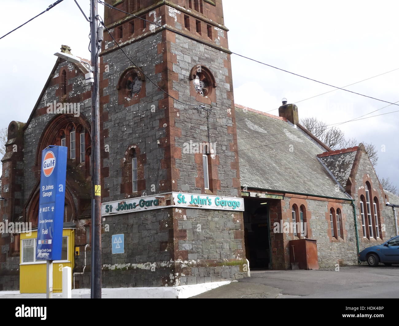 St Johns Garage Whithorn Stock Photo Alamy