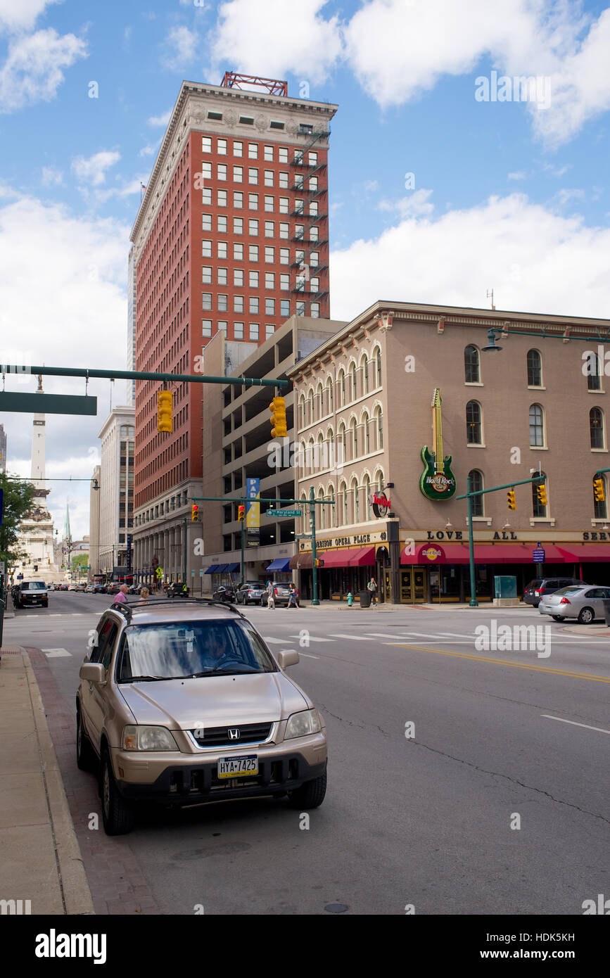 Hard Rock Cafe on the corner of South Meridian Street and East Maryland