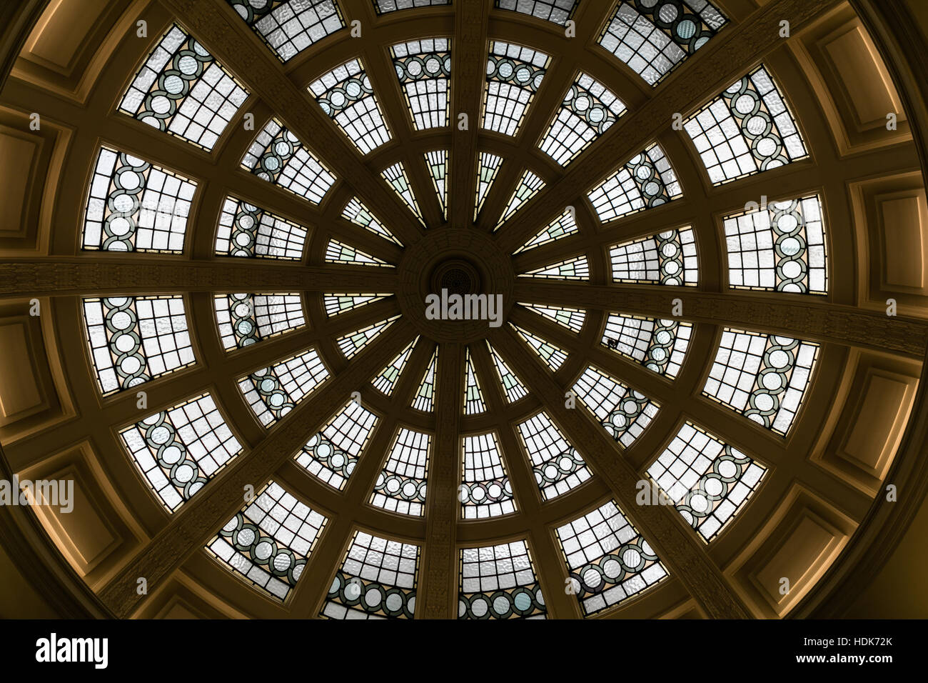 Close up of glass dome roof , Port Sunlight Museum,  Wirral, Merseyside. England Stock Photo