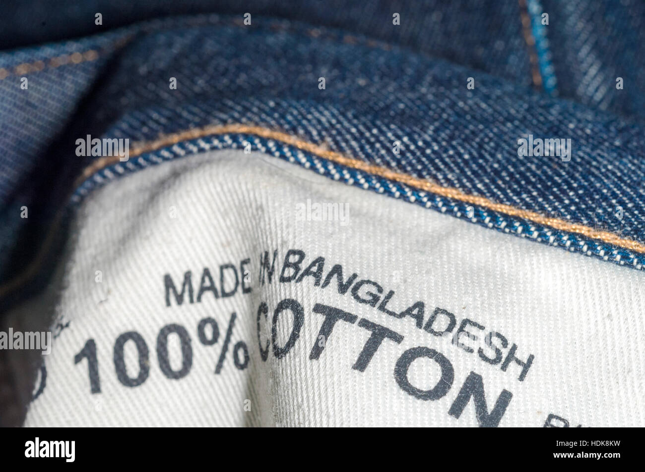 A label on a pair of jeans shows Bangladesh as the country of origin, seen  on Wednesday, December 7, 2016. A report released by the Overseas  Development Institute found that 15 percent