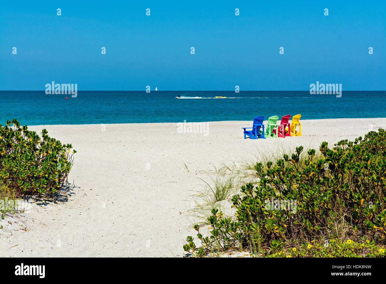 Florida, Captiva Island, Captiva Beach, beach chairs Stock Photo