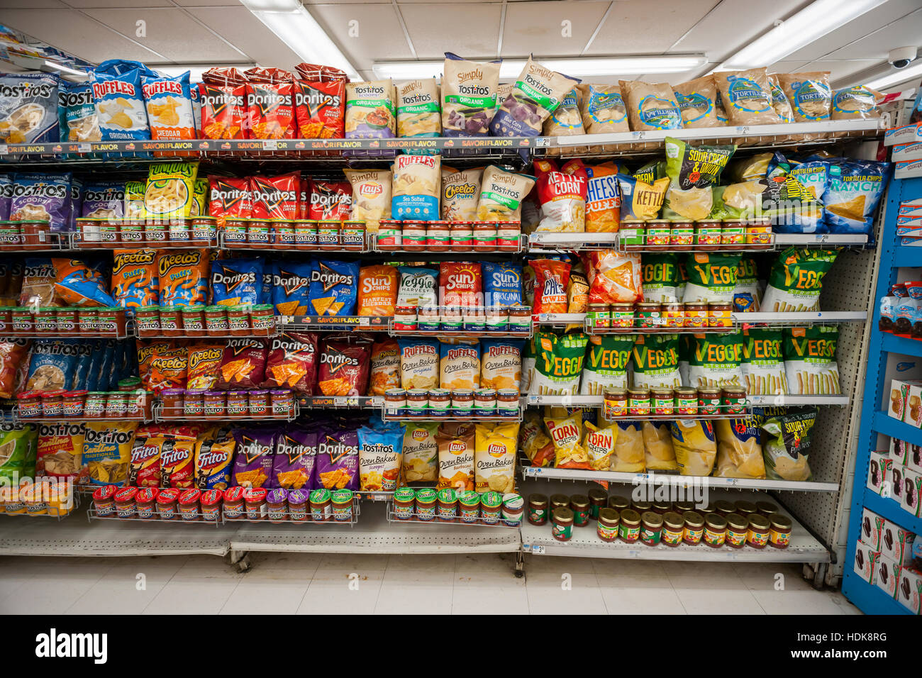 A display of tasty snacks are seen in a supermarket in New York on Thursday, December 8, 2016