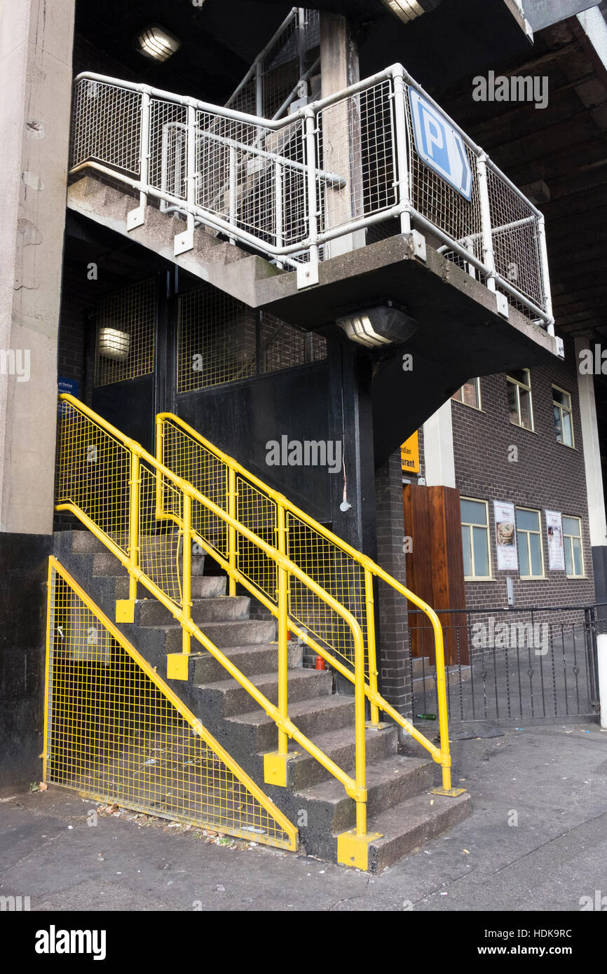 Modern steel staircase multistorey car park Stock Photo