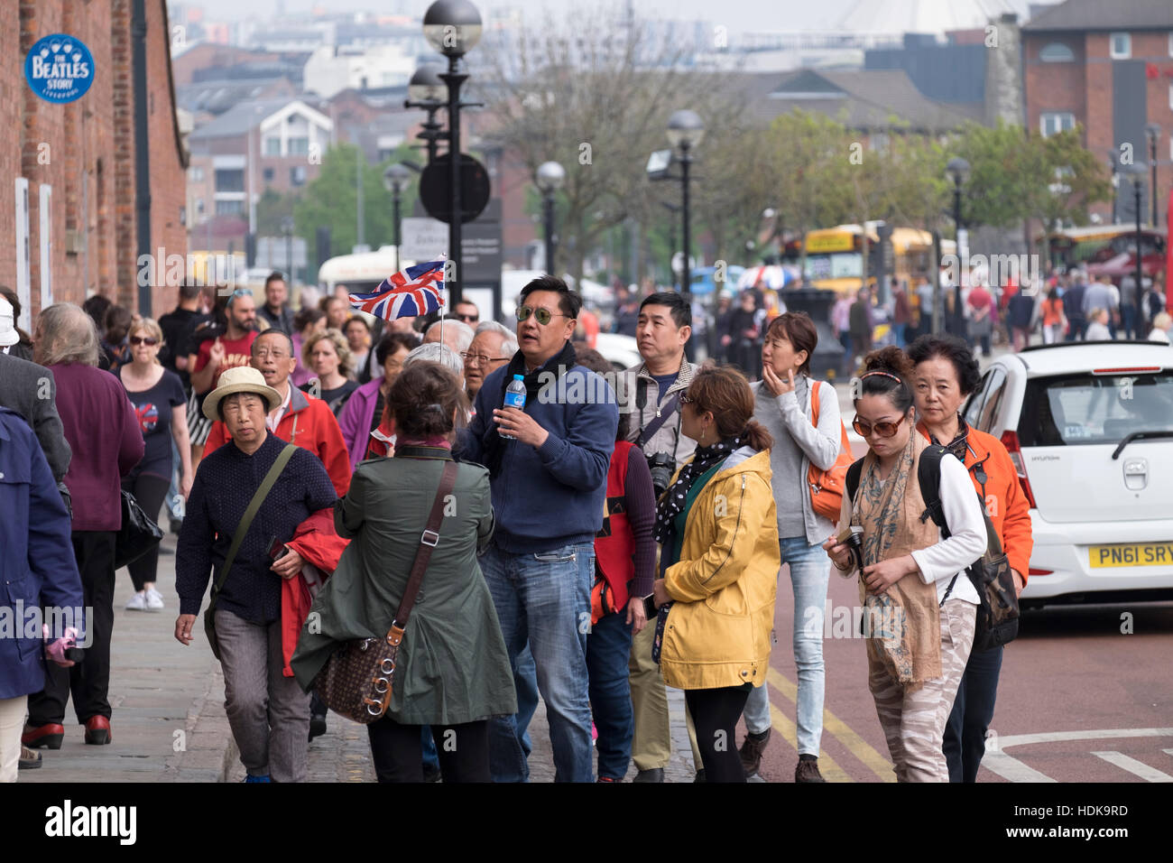 Asian Tourists in Liverpool Stock Photo