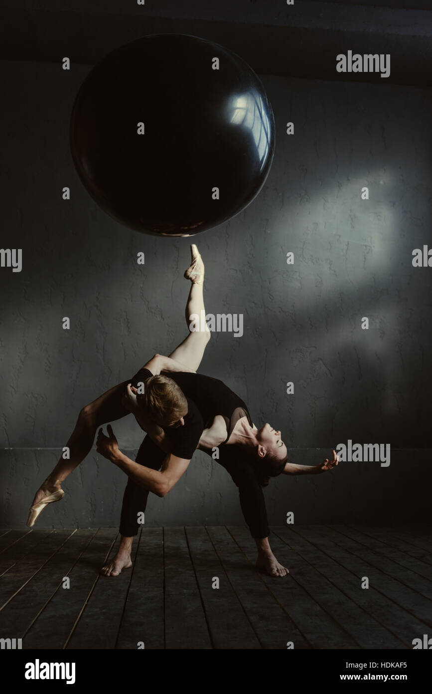 Flexible ballet dancers realizing their abilities and skills Stock
