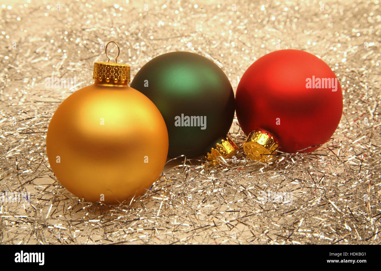 Christmas ornaments and tinsel Stock Photo Alamy