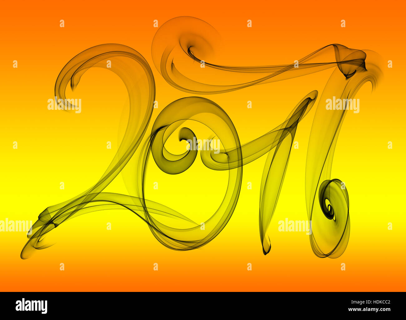 2017 isolated numbers written with black smoke or flame light on ...