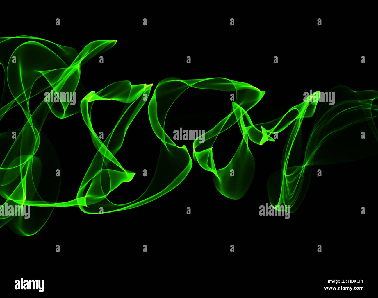 abstract green wavy smoke flame over black background Stock Photo - Alamy